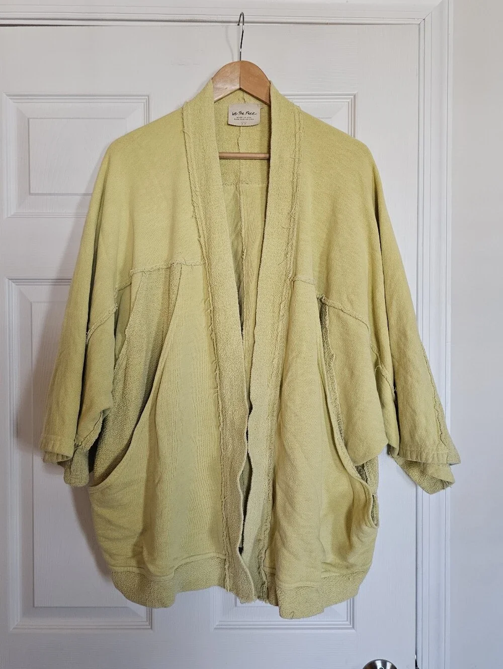Free People We The Free Deep Pockets Kimono Cardigan In Yellow Size Small - Picture 3 of 6